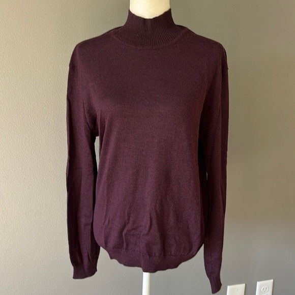 Peruvian Connection Purple Mockneck Sweater Alpaca Silk Blend - Picture 1 of 10